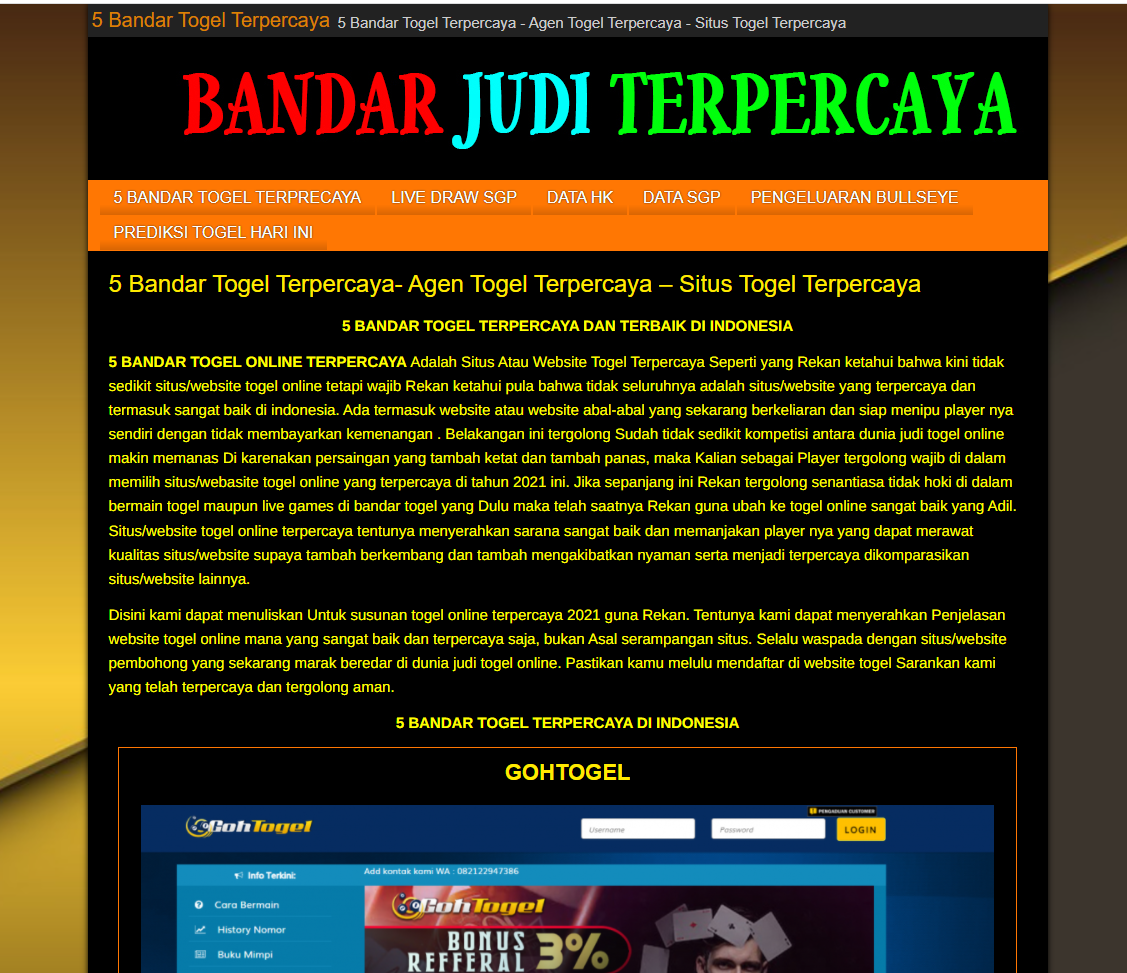 Bandar Togel Terpercaya Judi Togel Terbaik Indonesia