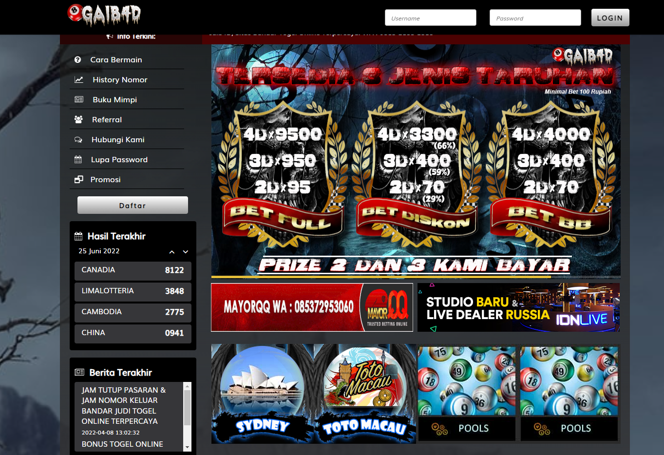 bandar judi togel online